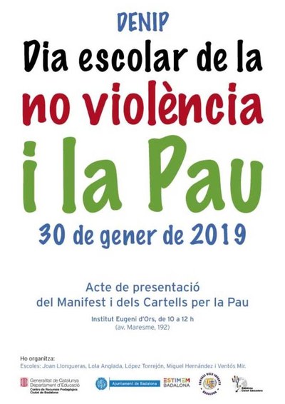 Les escoles de Badalona celebren aquest dimecres el Dia Escolar de la No Violència i la Pau.