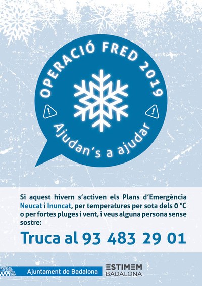 Badalona té a punt l’Operació Fred per activar en el moment que aquest hivern les temperatures baixin a 0ºC.