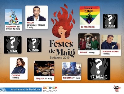 Chenoa i el grup Tequila actuaran a les Festes de Maig de Badalona el dissabte 11 de maig a la nit.