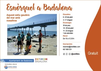 L’Ajuntament ofereix aquest estiu sortides guiades d'esnòrquel per donar a conèixer la riquesa natural de les platges de Badalona.