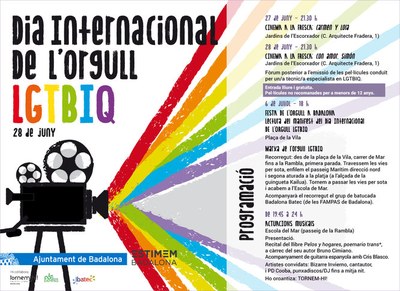 Badalona commemora el Dia Internacional de l’Orgull LGTBIQ amb activitats festives i reivindicatives d’un col·lectiu que reclama la plena igualtat jurídica i social.