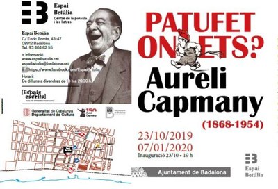 Dimecres s’inaugura a l’Espai Betúlia de Badalona l’exposició “Patufet on ets? Aureli Capmany, 1868-1954”.