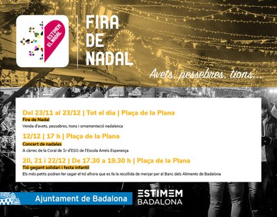 La Fira de Nadal s’instal·la a la plaça de la Plana de Badalona a partir de demà i fins al 23 de desembre.