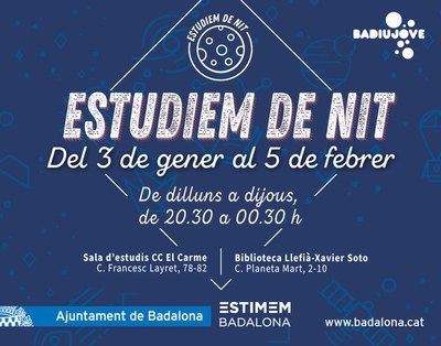 L’Ajuntament amplia l’horari de la biblioteca Llefià-Xavier Soto i el Centre Cultural el Carme per facilitar als joves l’estudi durant les setmanes d’exàmens.