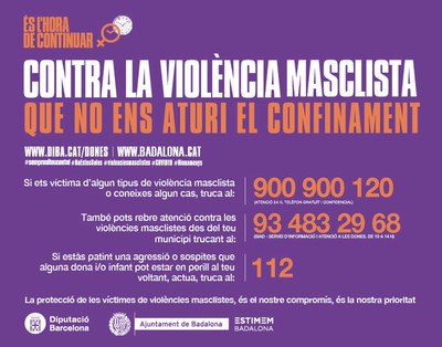 Badalona impulsa la campanya "Contra la violència masclista, que no ens aturi el confinament".