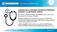 Els Centres d'Atenció Primària de Badalona obriran el divendres 10 d'abril  i també el dilluns 13 d'abril
