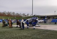 Els Reis d’Orient ja han arribat en helicòpter a l’Estadi Municipal de Badalona