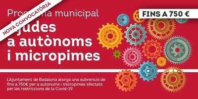 Des d’avui ja es poden sol·licitar els ajuts econòmics, fins als 750 euros, per a autònoms i micropimes de Badalona afectades per les suspensions obligatòries de les activitats per la Covid19.