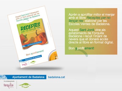 La Xarxa d’Escoles de Badalona per a la Sostenibilitat presenta per Sant Jordi el llibre Receptes per no llençar res.