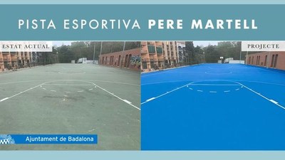 L’Ajuntament de Badalona inverteix 100.000 euros en l’adequació de la pista esportiva de Pere Martell perquè pugui ser utilitzada pel CB Sant Josep i d’altres entitats esportives.