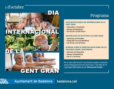 Badalona commemora divendres 1 d’octubre el Dia Internacional de la Gent Gran.