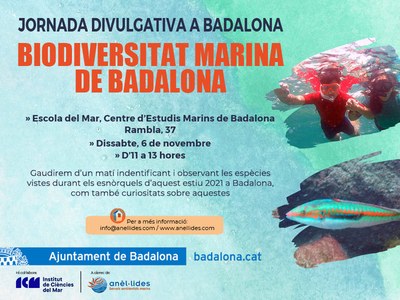 L’Escola del Mar acull una Jornada divulgativa sobre la Biodiversitat Marina de Badalona.