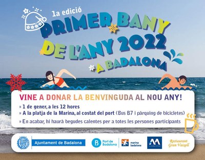 Badalona celebrarà el primer bany de l’any 2022 a la platja de la Marina.
