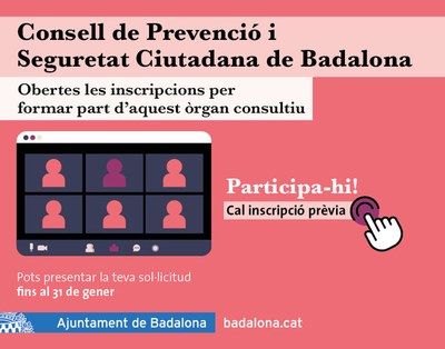 S’obren les inscripcions per formar part del Consell de Prevenció i Seguretat Ciutadana de Badalona a títol individual.