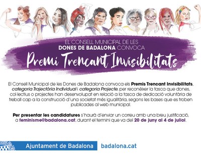 L’Ajuntament de Badalona convoca després de dos anys el Premi Trencant Invisibilitats.
