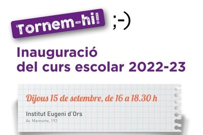 L’Institut Eugeni d’Ors acull dijous, 15 de setembre, l’acte d’inauguració del curs escolar i la Fira de serveis, projectes i materials didàctics.