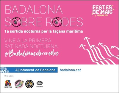 Patinada popular nocturna pel front Marítim de Badalona.