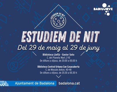 El pròxim dilluns, 29 de maig, es posa en marxa el programa ‘Estudiem de Nit’.