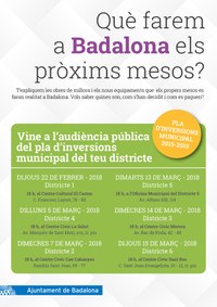 Comencen les audiències públiques per informar la ciutadania sobre les obres de millora i els nous equipaments de la ciutat previstos en el Pla d’Inversions Municipal