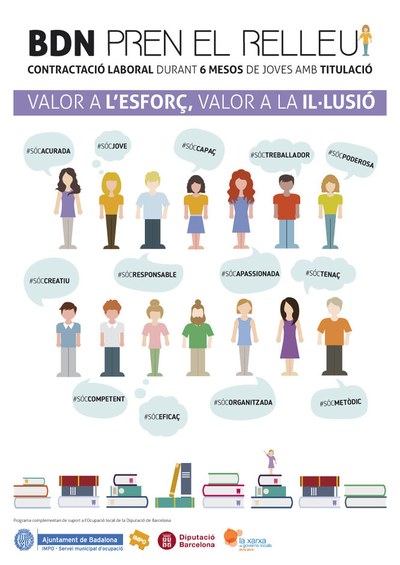 El programa d’experiència laboral BDN Pren el Relleu contractarà 52 persones menors de 30 anys en situació d’atur.