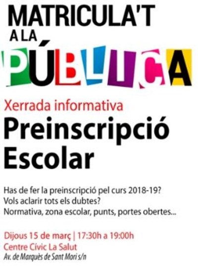 FAMPAS i l’Ajuntament de Badalona organitzen una xerrada informativa sobre la preinscripció escolar.