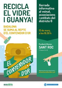 Xerrada informativa per al veïnat i associacions d’Artigues, Sant Roc i El Remei sobre la importància del reciclatge del vidre