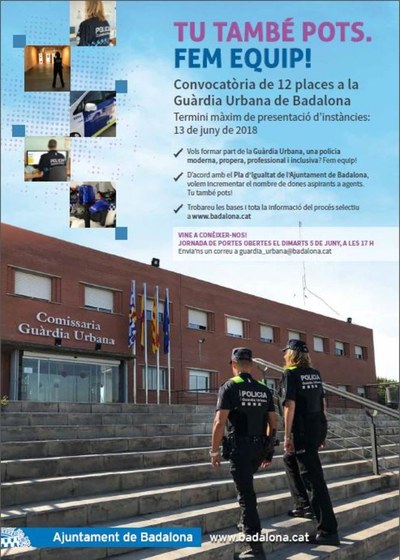 Demà s’obre el termini d’inscripció del procés selectiu de 12 places vacants d’agent de Guàrdia Urbana.