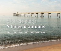 “5 quilòmetres de platja, 7 línies d’autobús” és el lema de la nova campanya per animar a l’ús del transport públic aquest estiu