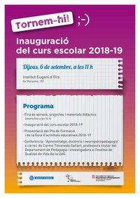 L’Institut Eugeni d’Ors, escenari aquest dijous de l’acte d’inauguració del nou curs escolar
