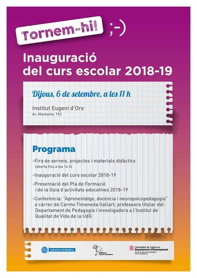 L’Institut Eugeni d’Ors, escenari aquest dijous de l’acte d’inauguració del nou curs escolar.