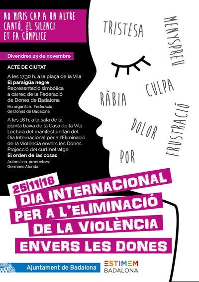 Badalona commemora el Dia Internacional per a l’Eliminació de la Violència envers les Dones.