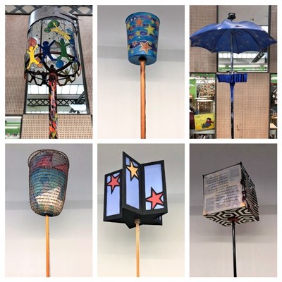 La Biblioteca Central Urbana Can Casacuberta acull per primera vegada una mostra amb els sis fanalets gegants de Badalona.