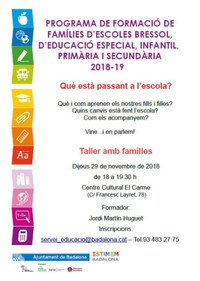El programa de formació del Servei d’Educació de l’Ajuntament de Badalona organitza la xerrada-taller “Què està passant a l’escola?”