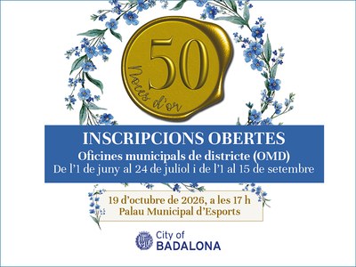 A partir de l’1 de juny s’obre el període d’inscripcions per a la celebració de les Noces d’Or 2026.