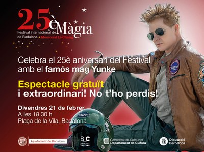 Badalona celebra el 25è aniversari del Festival Li-Chang portant l’Il·lusionisme del popular mag Yunke en un espectacle gratuït a la plaça de la Vila.