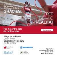 Badalona commemora aquest divendres 14 de juny el Dia Mundial de les Persones Donants de Sang amb una jornada de donació a la plaça de la Plana