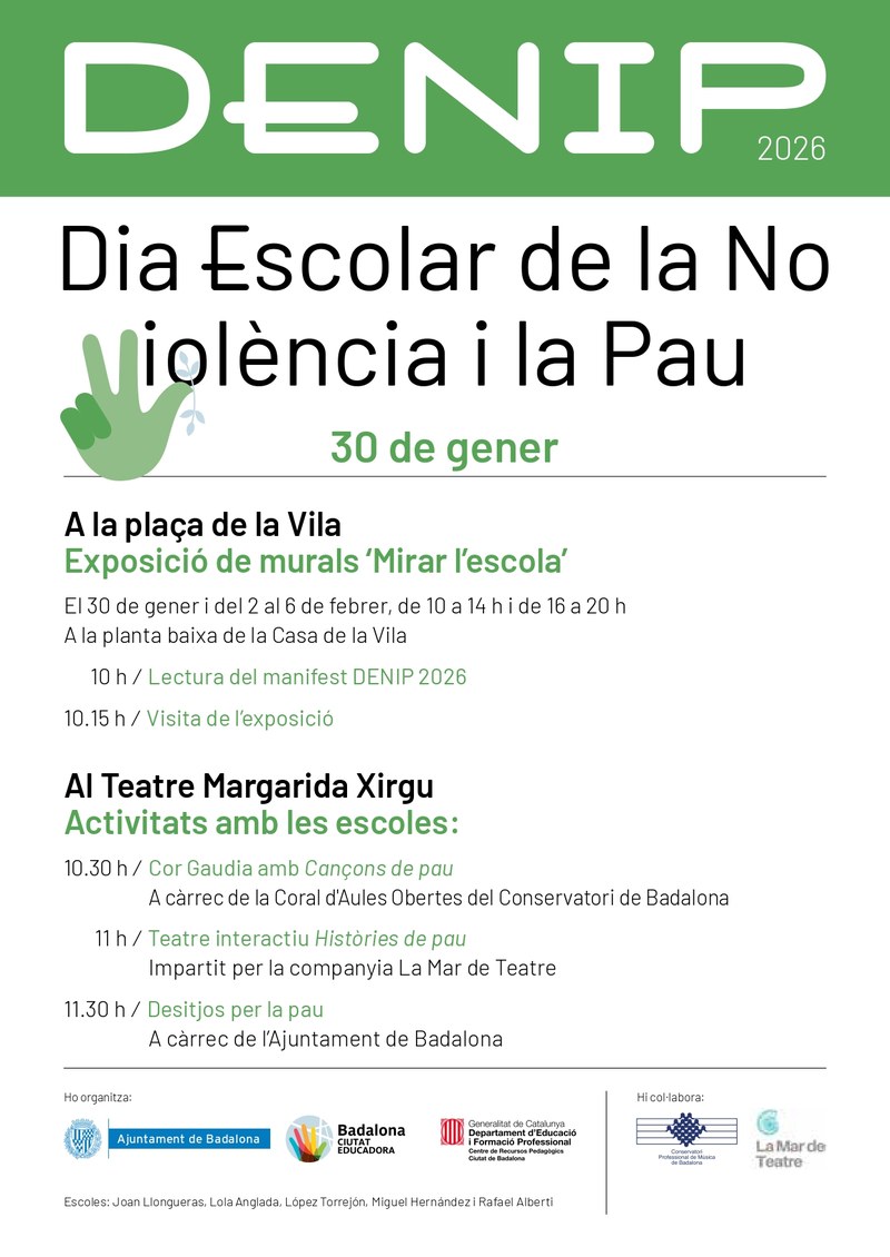 Cartell Dia Escolar de la No Violència i la Pau 2026