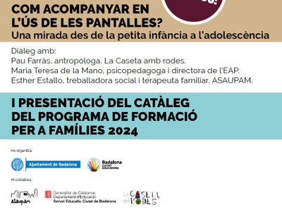 Com acompanyar als infants i adolescents en l’ús de les pantalles és l’eix d’una nova activitat formativa per a les famílies i centres escolars de Badalona.