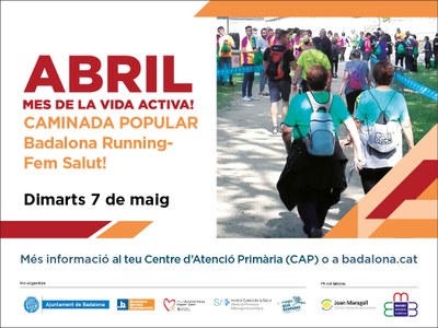 Dimarts 7 de maig se celebra la 12a Caminada Popular Badalona Running - Fem salut!, amb l’objectiu de fomentar la pràctica de l’activitat física regular.