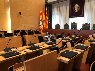 Vista parcial del Saló de Plens de l'Ajuntament de Badalona.