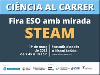 El passadís cobert davant l’Espai Betúlia acull la 3a edició de la Fira ESO amb mirada STEAM de ciència al carrer
