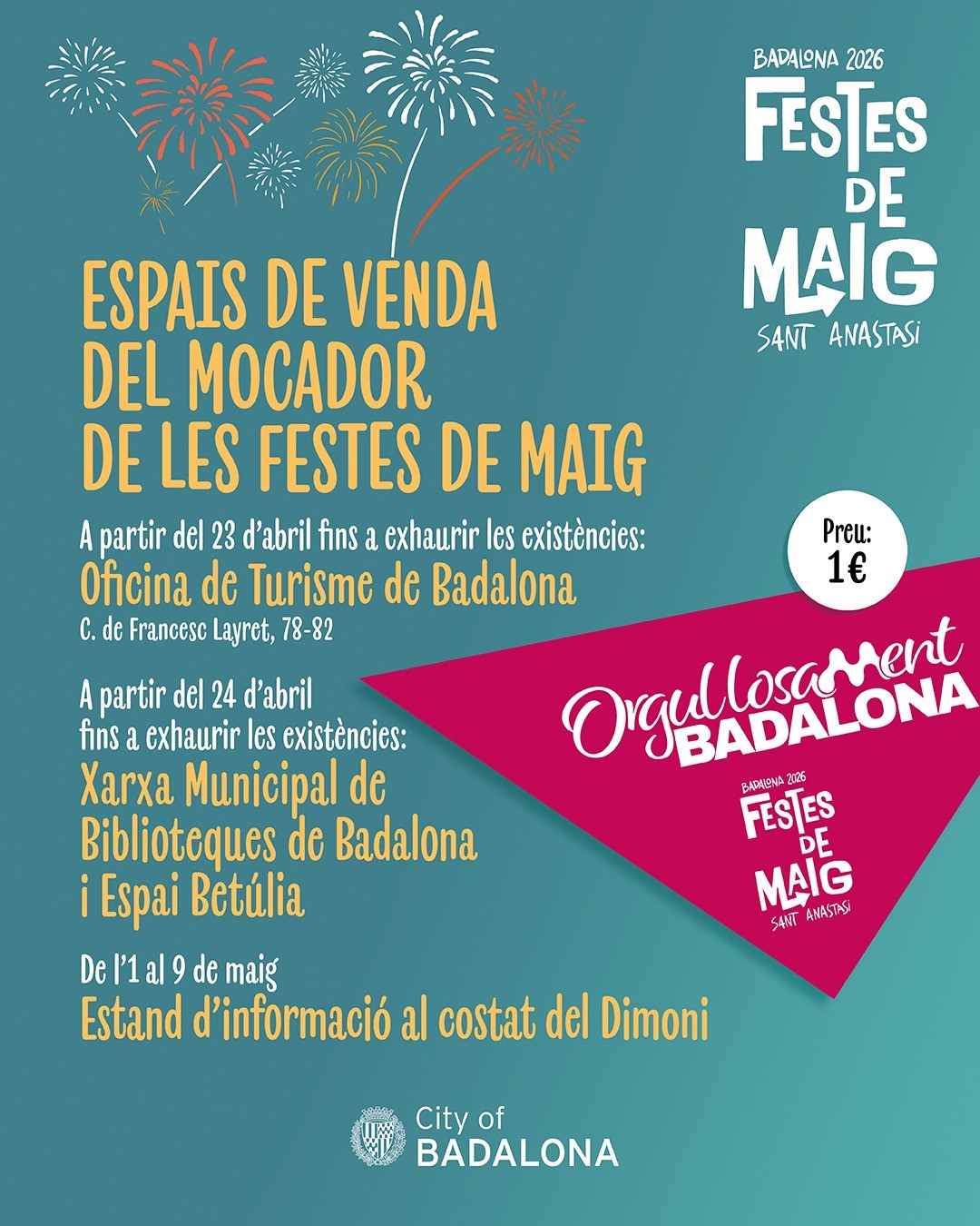 Mocador Festes de Maig 2026. Punts de venda