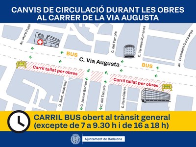 La transformació del centre de Badalona avança amb una nova fase de les obres que comportarà canvis temporals en la circulació a la Via Augusta.