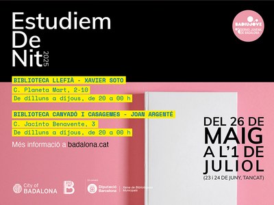 L’Ajuntament de Badalona posa en marxa avui dilluns 26 de maig  el programa ‘Estudiem de Nit’.