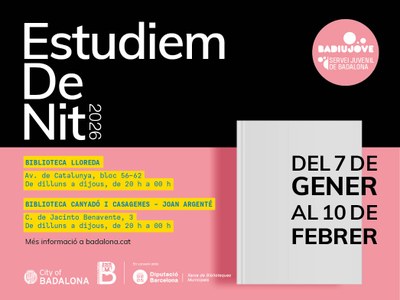 L’Ajuntament de Badalona posa en marxa el pròxim dimecres 7 de gener el programa ‘Estudiem de Nit’.