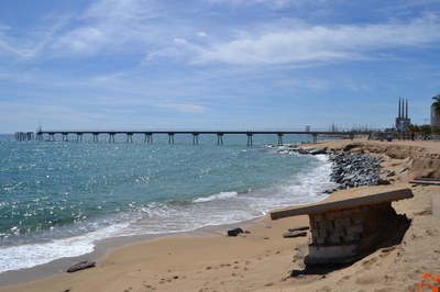 Estat de la platja del Pont del Petroli després del darrer temporal.