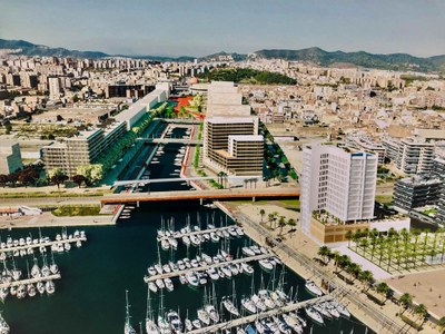 Imatge virtual del viaducte i la passarel·la sobre el canal del Gorg.