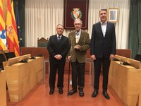 Armand Soler amb l'alcalde de Badalona i el nou síndic, Joan Walter