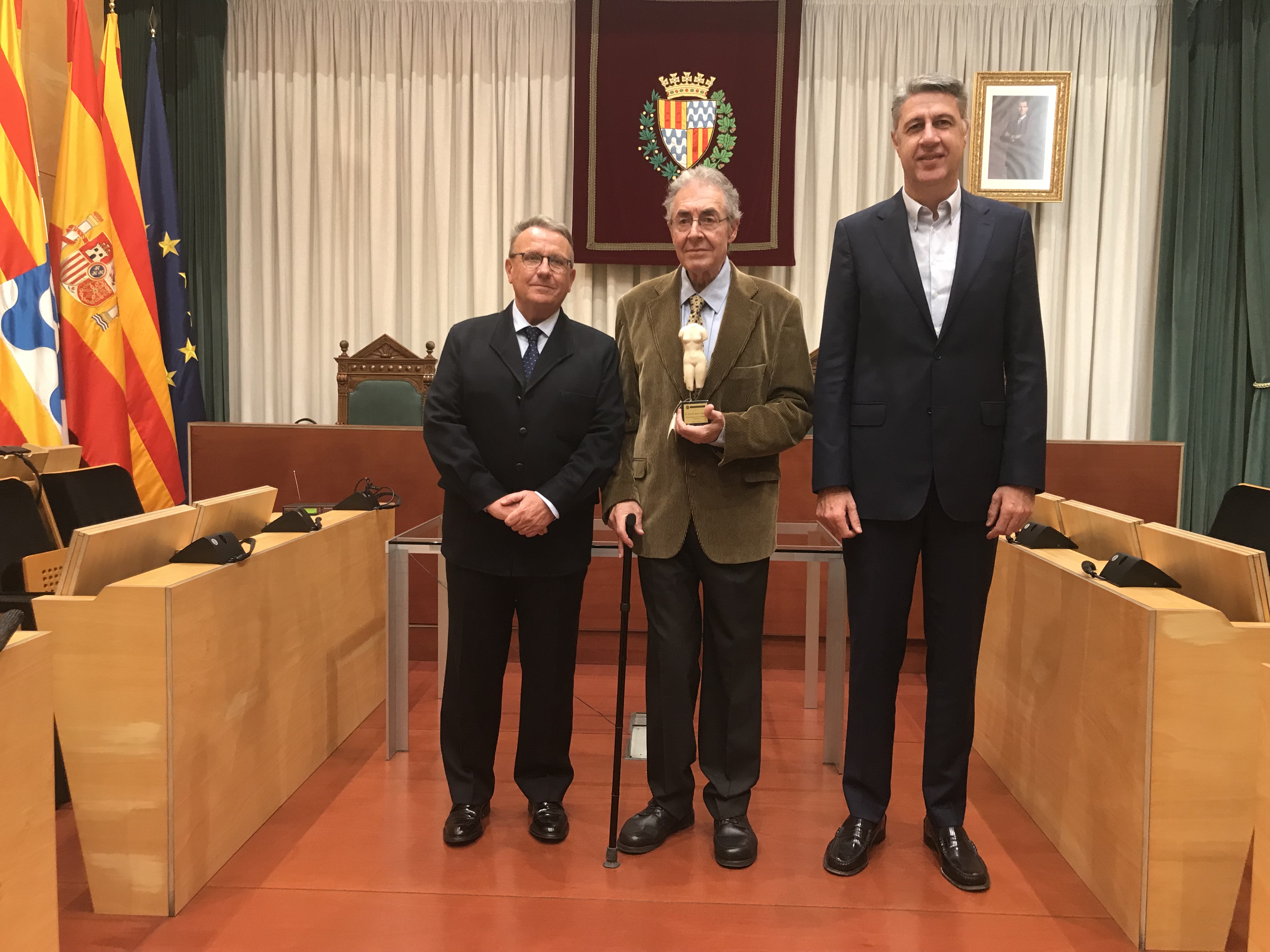 Armand Soler amb l'alcalde de Badalona i el nou síndic, Joan Walter