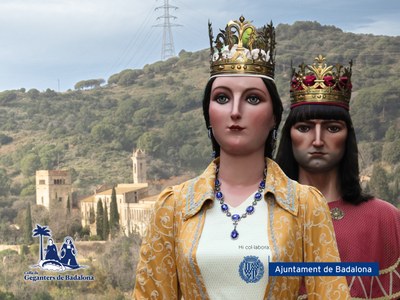 Pujada dels gegants Jeroni i Badamar a Sant Jeroni de la Murtra.